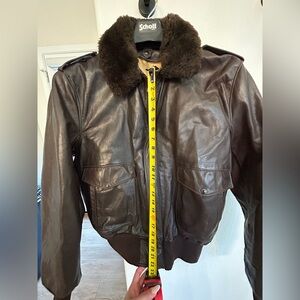 Schott NYC Men’s Medium Brown Leather Bomber Jacket